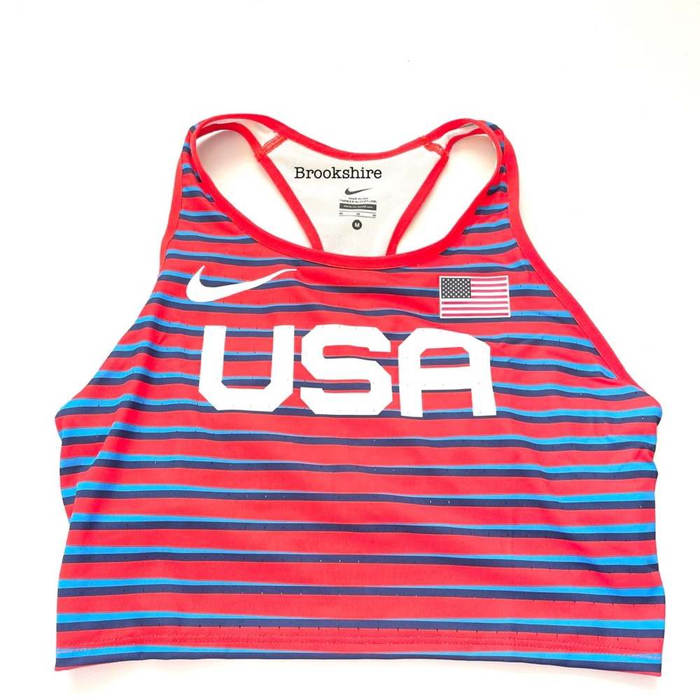 Nike Womens 2023 Pro Elite USA Running Top Red White Size Medium DD7967-602